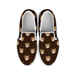 Cute Baby Grizzly Bear Pattern Print White Slip On Shoes