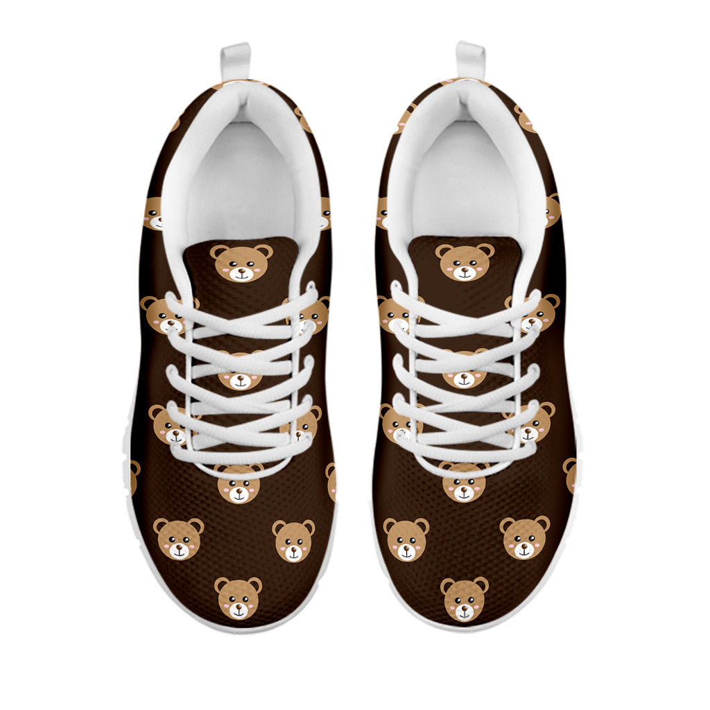 Cute Baby Grizzly Bear Pattern Print White Sneakers