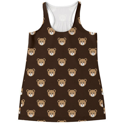Cute Baby Grizzly Bear Pattern Print Women's Racerback Tank Top