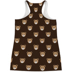 Cute Baby Grizzly Bear Pattern Print Women's Racerback Tank Top