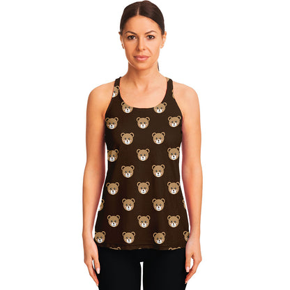 Cute Baby Grizzly Bear Pattern Print Women's Racerback Tank Top