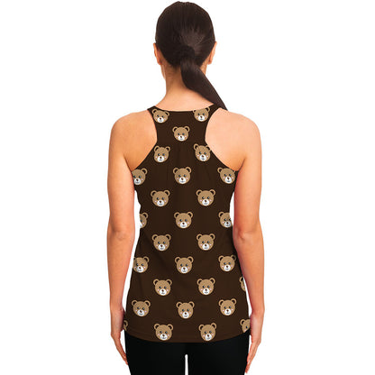 Cute Baby Grizzly Bear Pattern Print Women's Racerback Tank Top