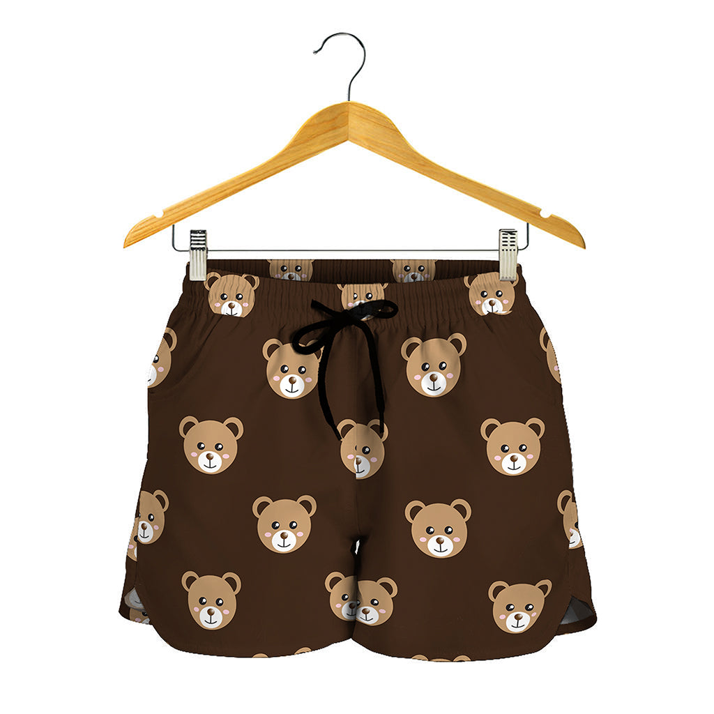 Cute Baby Grizzly Bear Pattern Print Women's Shorts