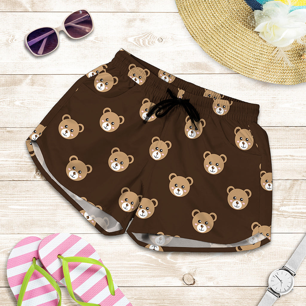 Cute Baby Grizzly Bear Pattern Print Women's Shorts