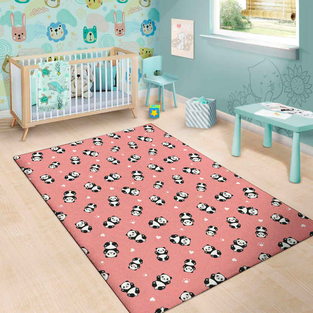 Cute Baby Panda Pattern Print Area Rug