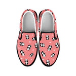 Cute Baby Panda Pattern Print Black Slip On Shoes