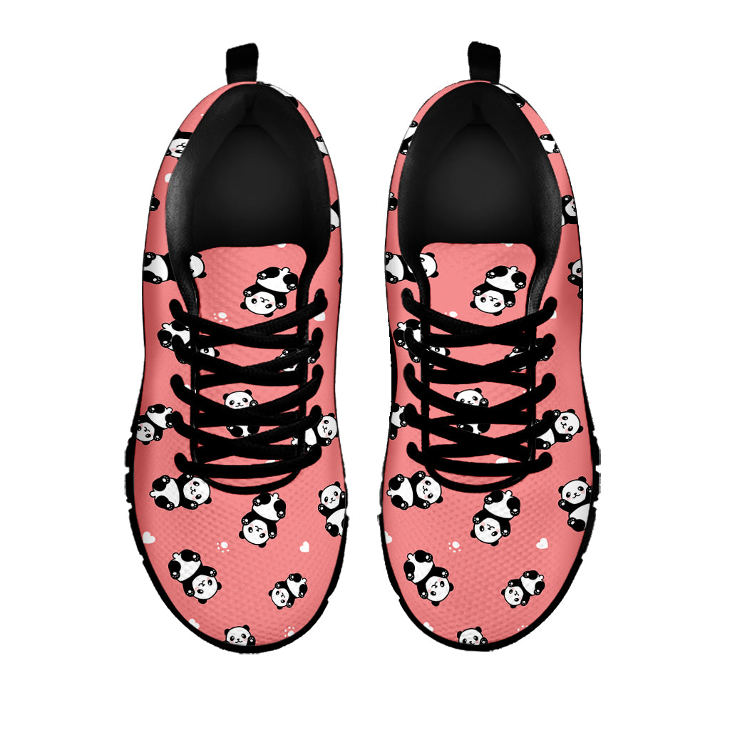 Cute Baby Panda Pattern Print Black Sneakers