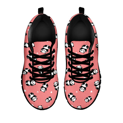 Cute Baby Panda Pattern Print Black Sneakers