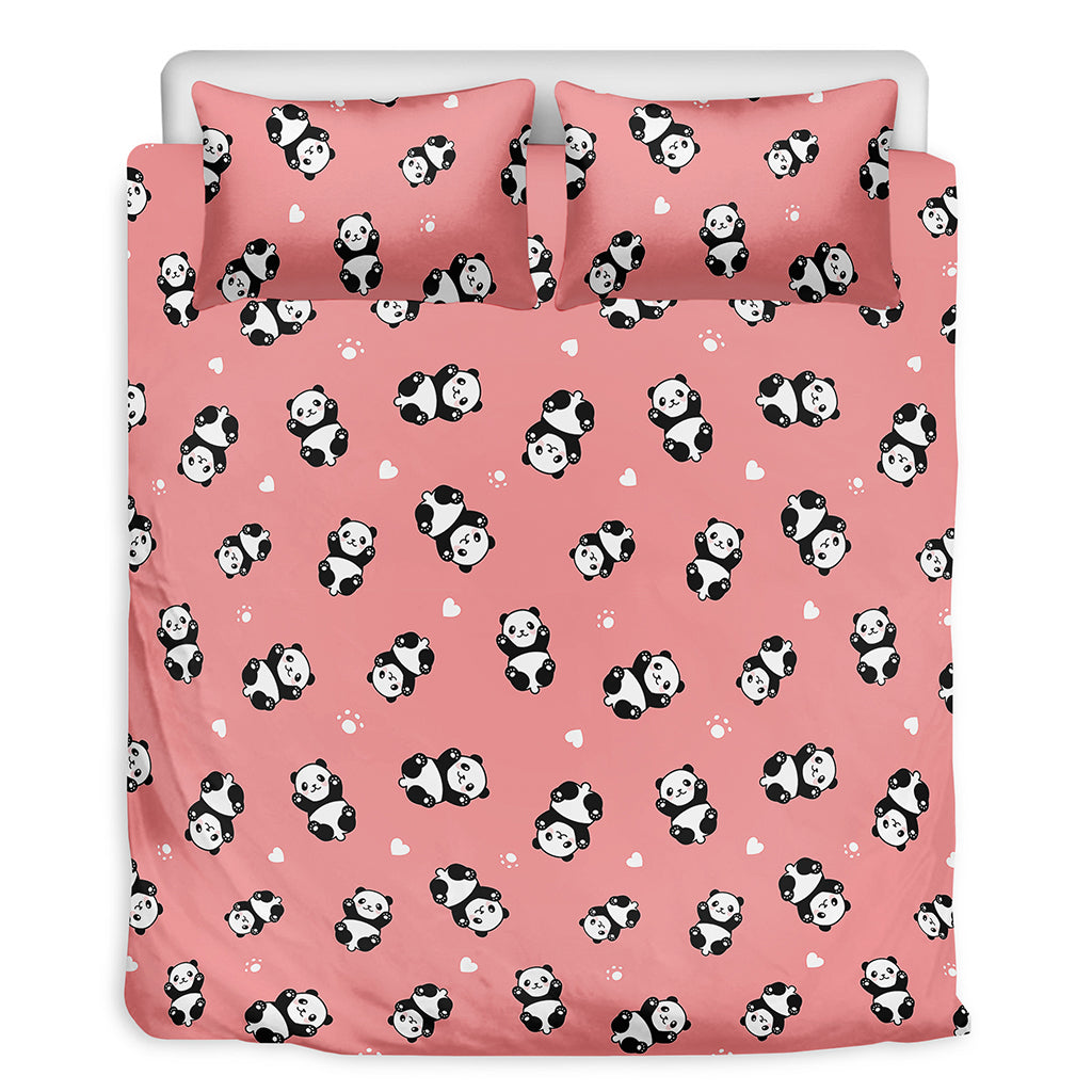 Cute Baby Panda Pattern Print Duvet Cover Bedding Set