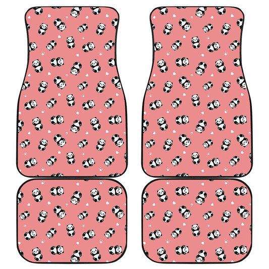 Cute Baby Panda Pattern Print Front and Back Car Floor Mats