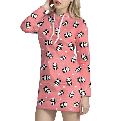 Cute Baby Panda Pattern Print Hoodie Dress