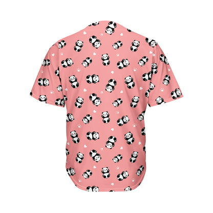 Cute Baby Panda Pattern Print Men's Baseball Jersey