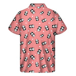 Cute Baby Panda Pattern Print Men's Short Sleeve Shirt