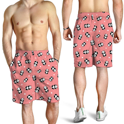 Cute Baby Panda Pattern Print Men's Shorts