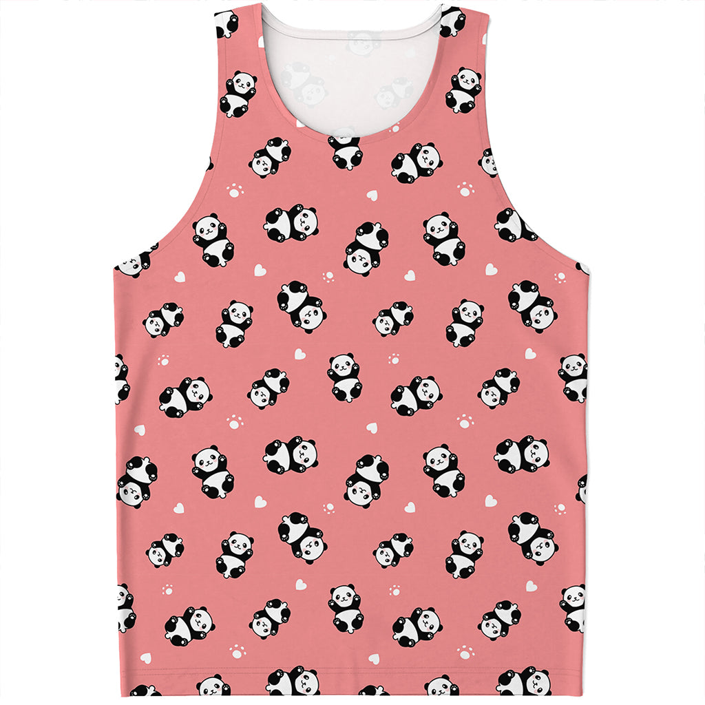 Cute Baby Panda Pattern Print Men's Tank Top