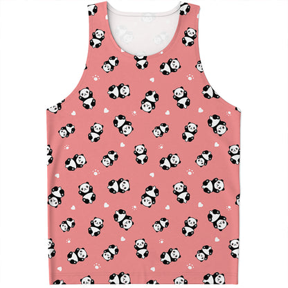 Cute Baby Panda Pattern Print Men's Tank Top