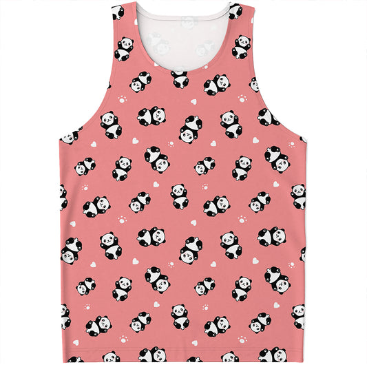 Cute Baby Panda Pattern Print Men's Tank Top
