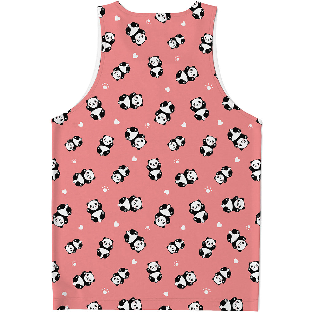 Cute Baby Panda Pattern Print Men's Tank Top