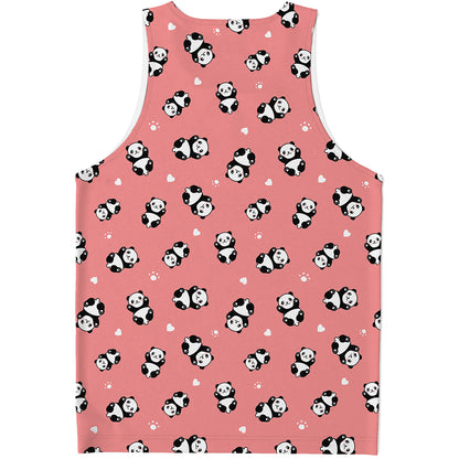 Cute Baby Panda Pattern Print Men's Tank Top