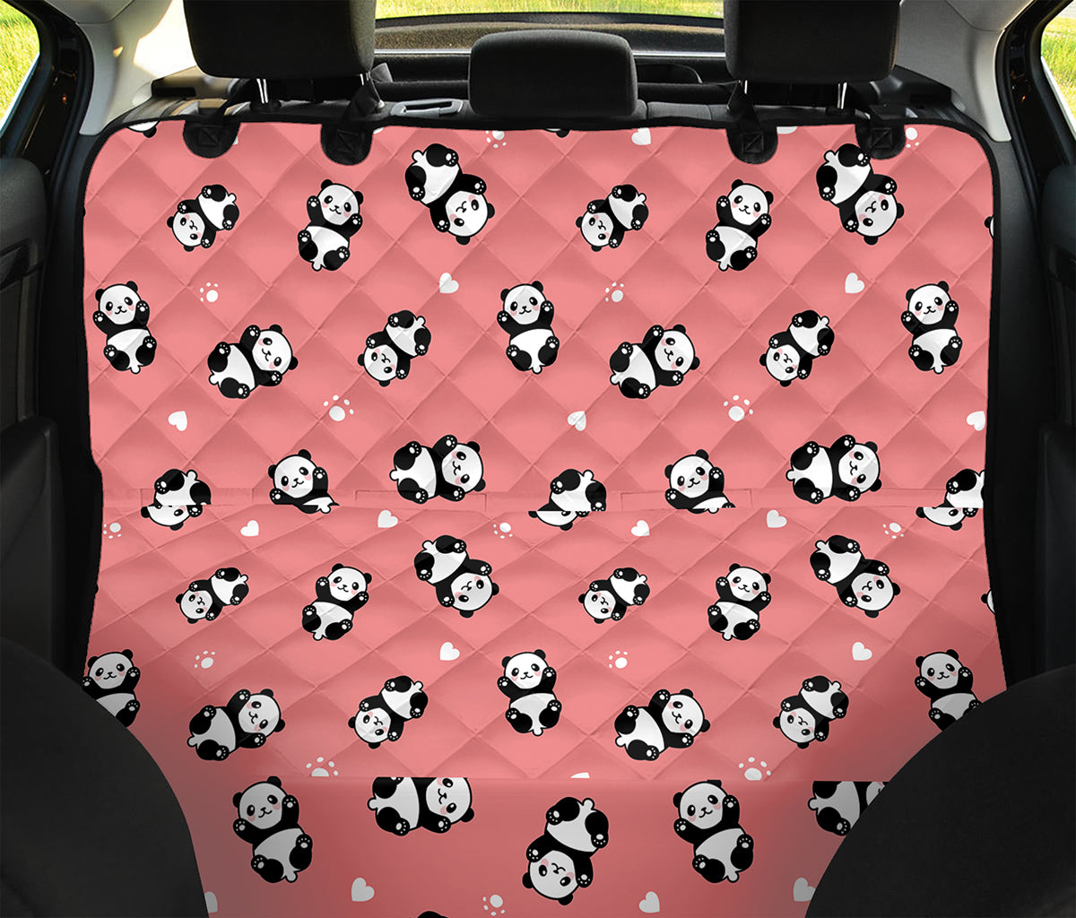 Cute Baby Panda Pattern Print Pet Car Back Seat Cover
