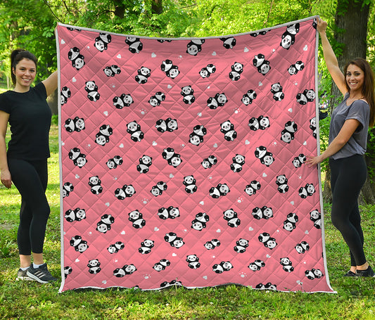 Cute Baby Panda Pattern Print Quilt