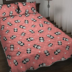 Cute Baby Panda Pattern Print Quilt Bed Set
