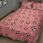 Cute Baby Panda Pattern Print Quilt Bed Set