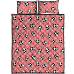 Cute Baby Panda Pattern Print Quilt Bed Set
