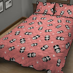 Cute Baby Panda Pattern Print Quilt Bed Set