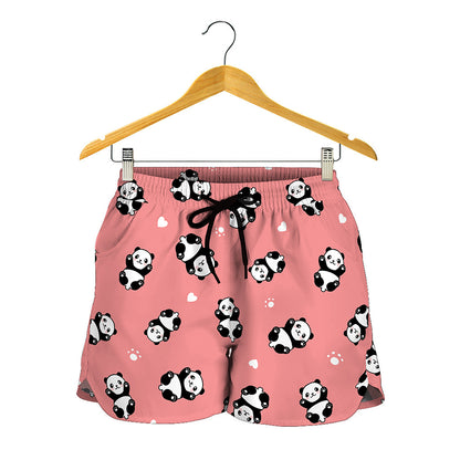 Cute Baby Panda Pattern Print Women's Shorts