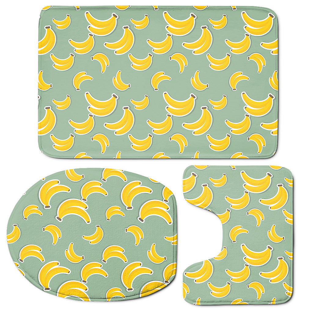 Cute Banana Pattern Print 3 Piece Bath Mat Set