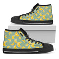 Cute Banana Pattern Print Black High Top Sneakers