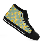 Cute Banana Pattern Print Black High Top Shoes