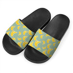 Cute Banana Pattern Print Black Slide Sandals