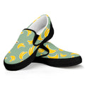 Cute Banana Pattern Print Black Slip On Sneakers