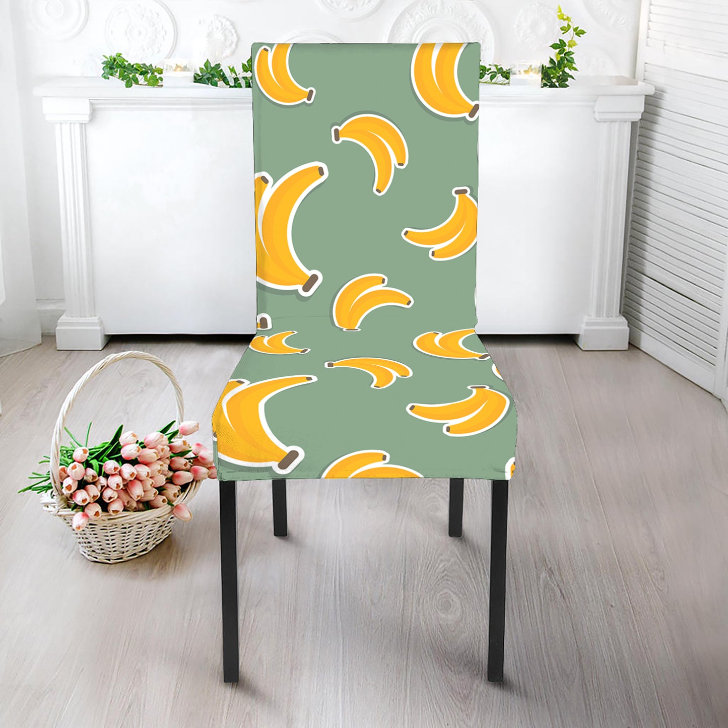 Cute Banana Pattern Print Dining Chair Slipcover