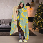 Cute Banana Pattern Print Hooded Blanket