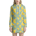 Cute Banana Pattern Print Pullover Hoodie Dress