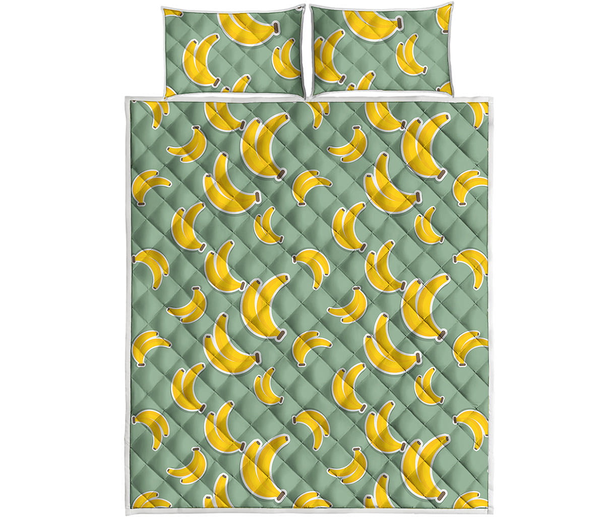 Cute Banana Pattern Print Quilt Bed Set