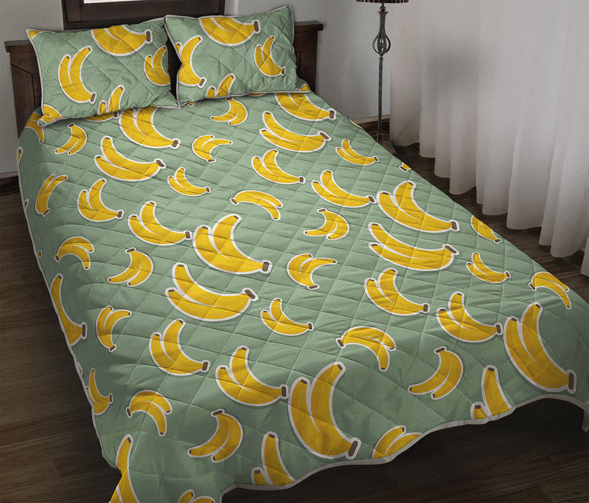 Cute Banana Pattern Print Quilt Bed Set