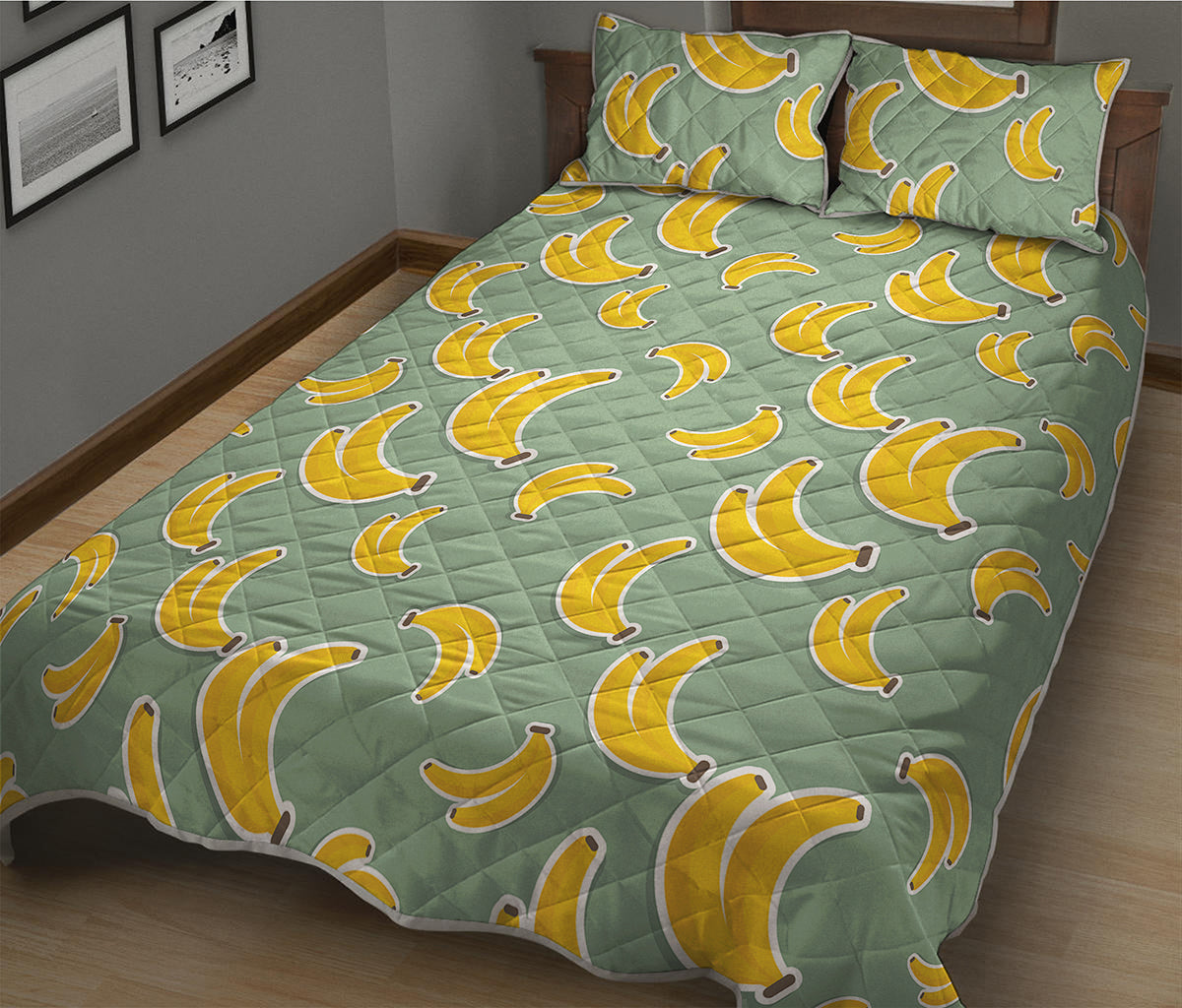 Cute Banana Pattern Print Quilt Bed Set