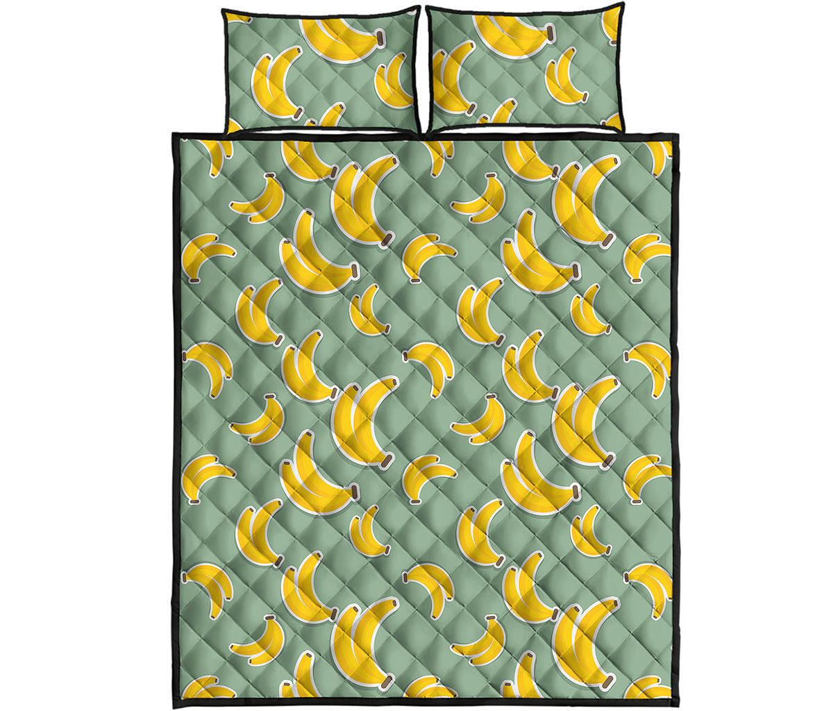 Cute Banana Pattern Print Quilt Bed Set