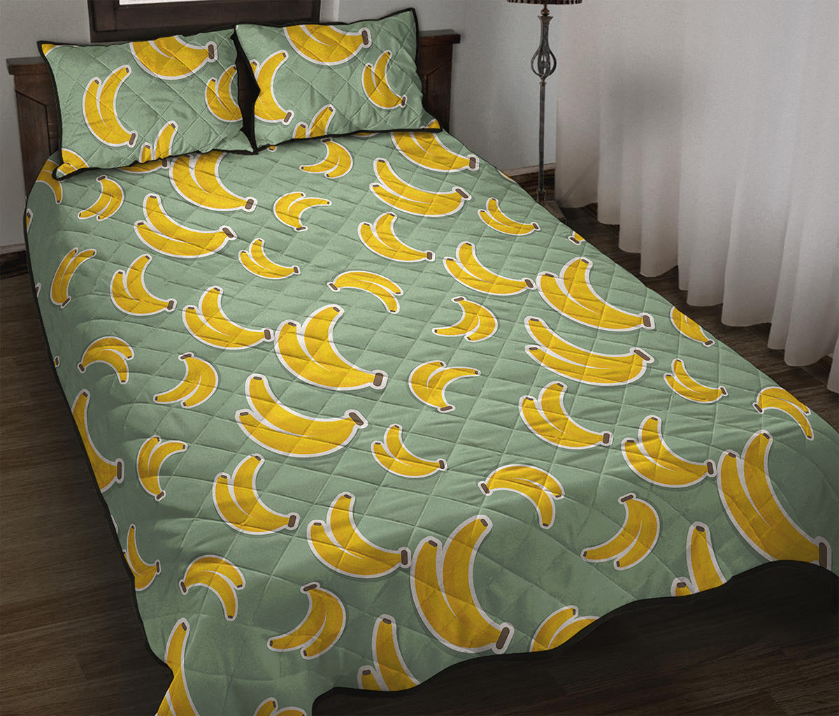 Cute Banana Pattern Print Quilt Bed Set