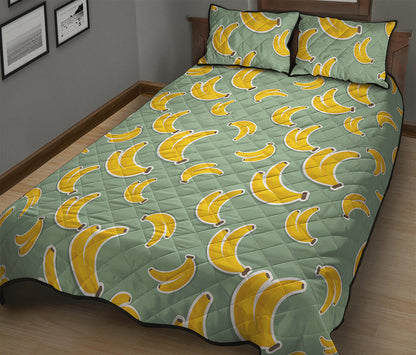 Cute Banana Pattern Print Quilt Bed Set