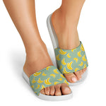 Cute Banana Pattern Print White Slide Sandals