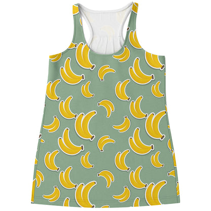 Cute Banana Pattern Print Women's Racerback Tank Top