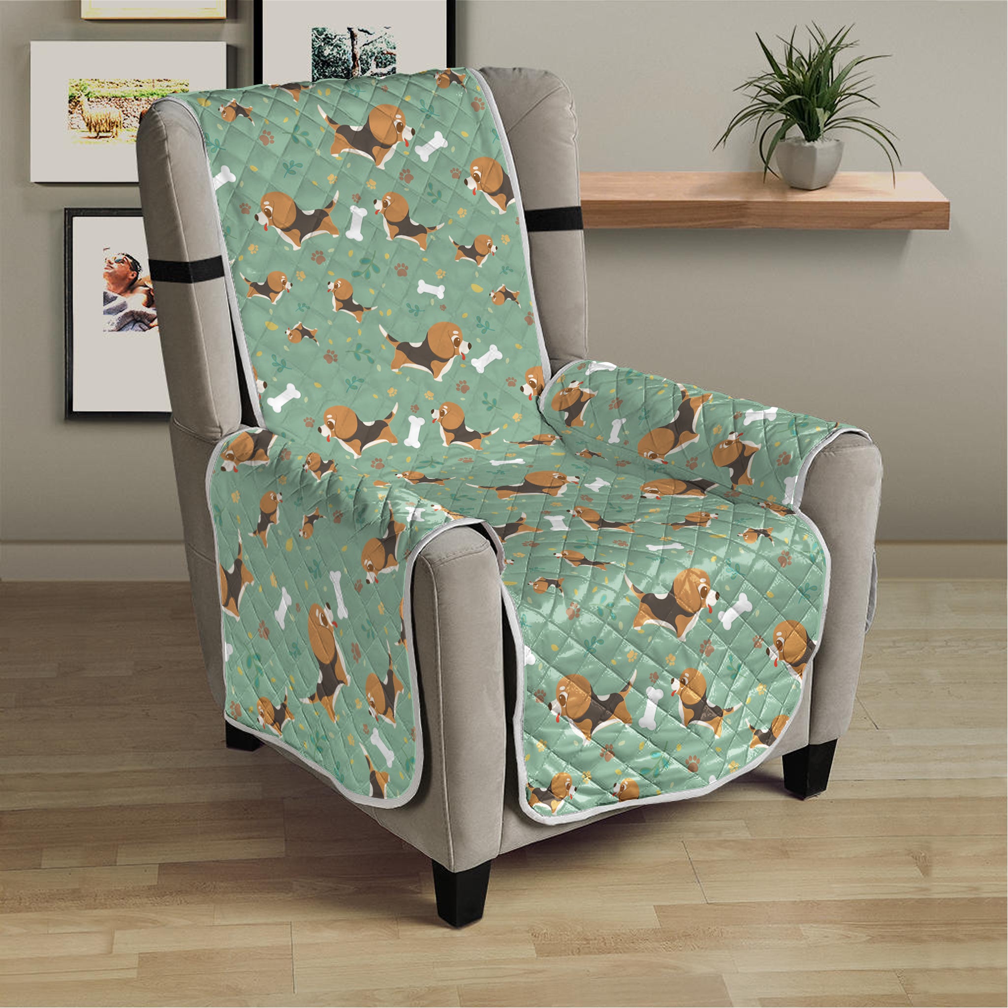 Cute Beagle Puppy Pattern Print Armchair Protector