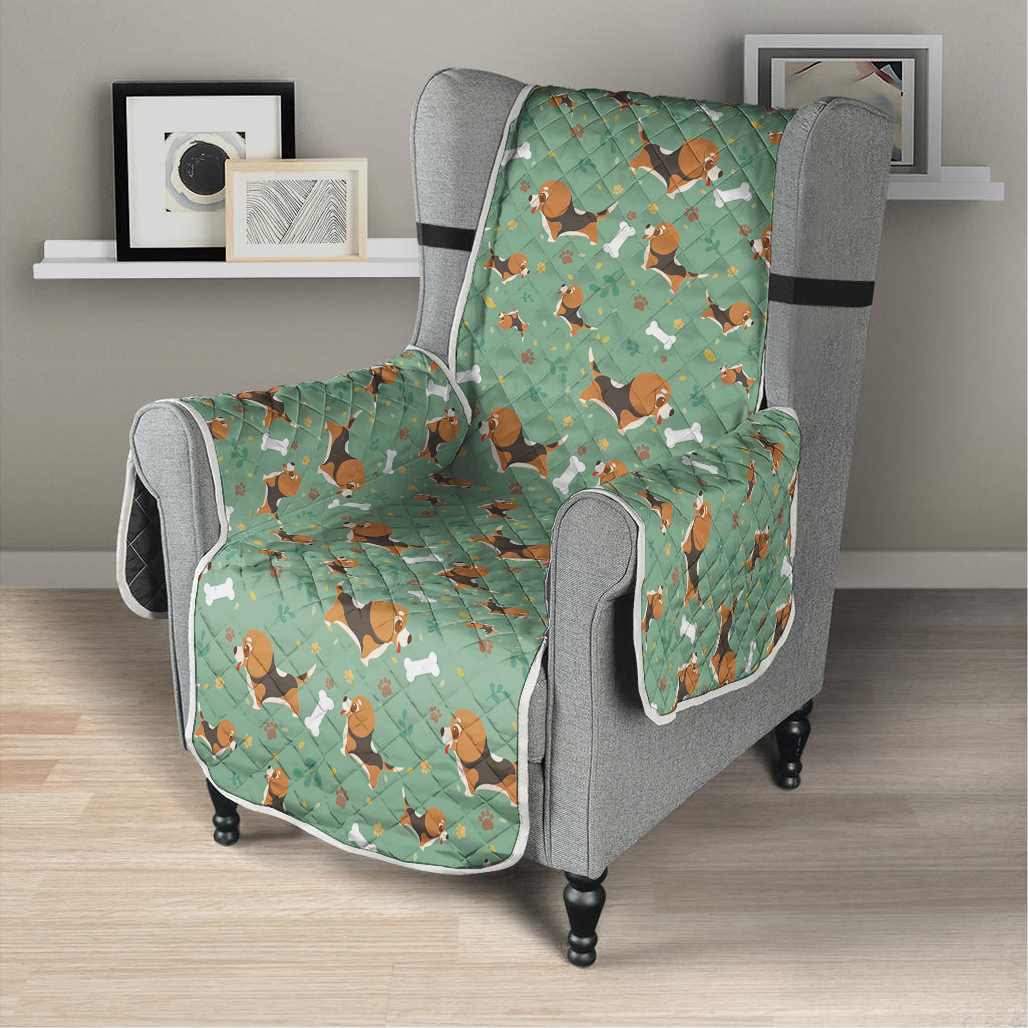 Cute Beagle Puppy Pattern Print Armchair Protector