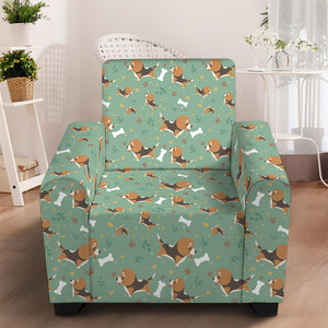 Cute Beagle Puppy Pattern Print Armchair Slipcover