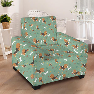 Cute Beagle Puppy Pattern Print Armchair Slipcover